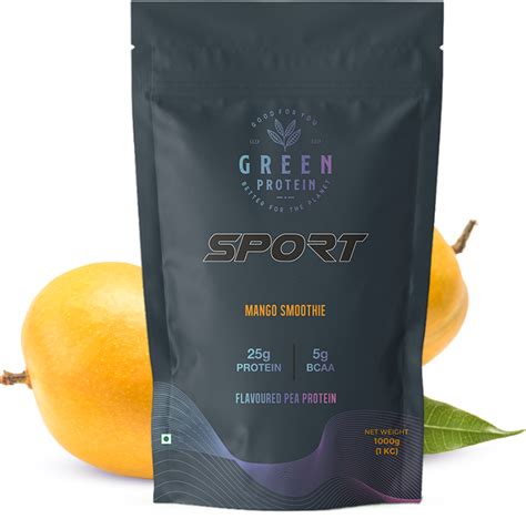 Buy Green Protein Mango Smoothie Flavoured Pea Protein Pouch - 1kg ...