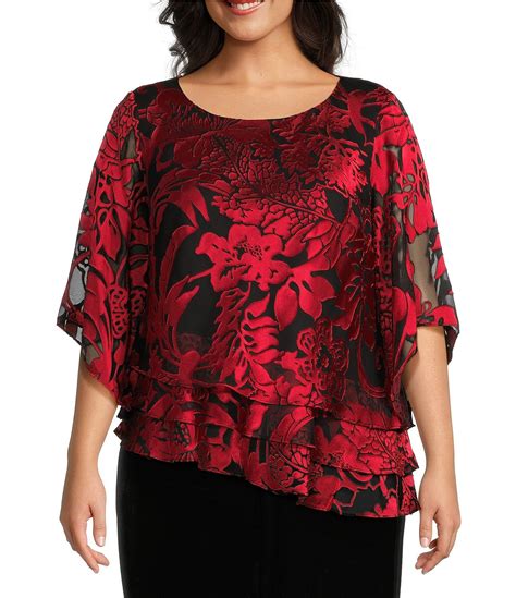 Alex Evening Plus Size Printed Chiffon Scoop Neck Short Sleeve ...