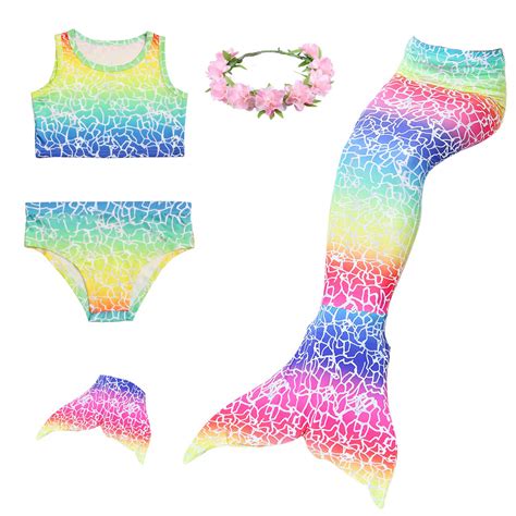 Buy Mermaid Tail Swimmable Princess Bikini Set Swimsuit Costume for ...