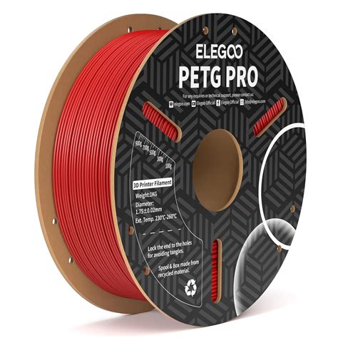 ELEGOO PETG PRO Filament 1.75mm Red 1KG, Strong Toughness 3D Printer ...