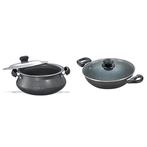 Buy Prestige Aluminium Omega Deluxe Granite Kadhai, 26cm, Black ...