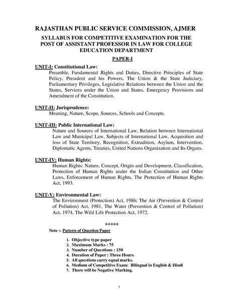 RPSC Syllabus for Asst - 1 RAJASTHAN PUBLIC SERVICE COMMISSION, AJMER ...