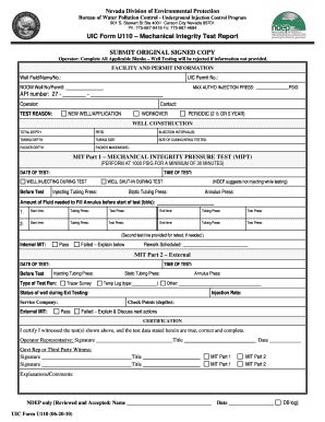 Fillable Online ndep nv UIC Form U110 - Nevada Division of ...