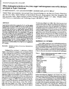 Effect of phosphorus levels on zinc, iron, copper and manganese removal ...