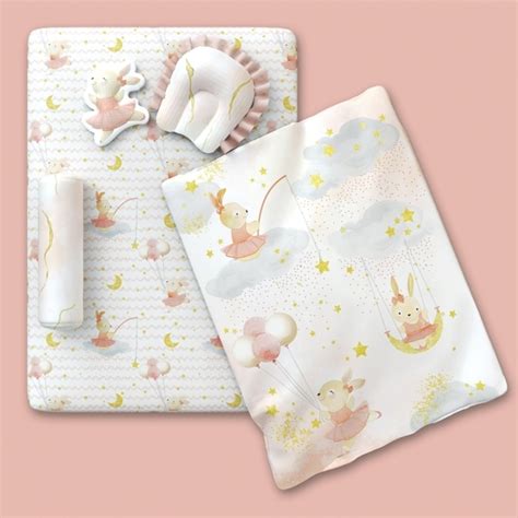 Buy Fancy Fluff 6 PC Organic New Born Bed Set - Day Dream-Peach Online ...