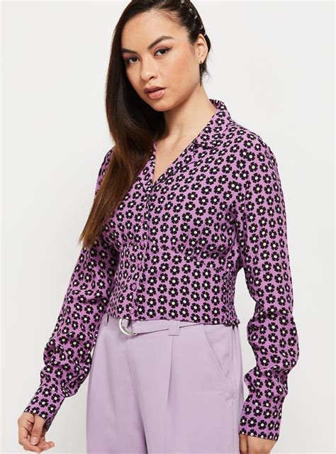 Buy Women Printed Lapel Collar Crop Shirt Online at just Rs. 799.0 ...