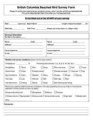 Fillable Online bsc-eoc British Columbia Beached Bird Survey Form - bsc ...
