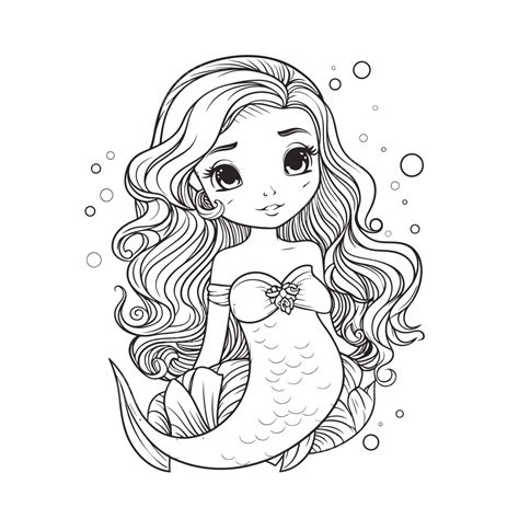 Mermaid Coloring Clipart