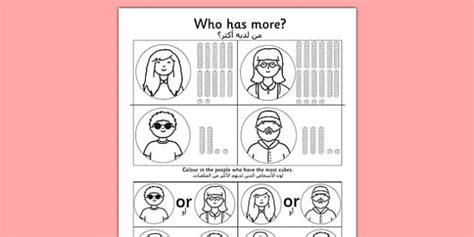Place Value Tens and Units Who Has More Worksheet Arabic Translation