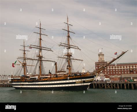Italian tall ship Amerigo Vespucci berthed in Portsmouth Harbour ...