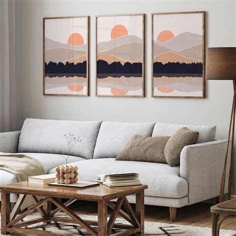 Buy Aesthetic Minimal Mountain II Set of Three Paintings – Dessine Art