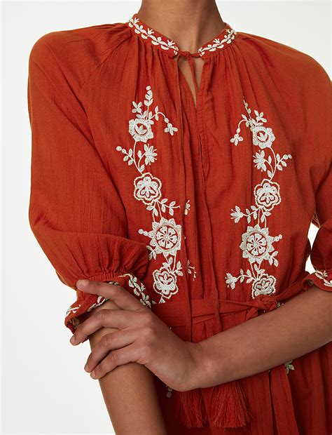 Buy Pure Cotton Beach Cover Up Kaftan at Marks & Spencer