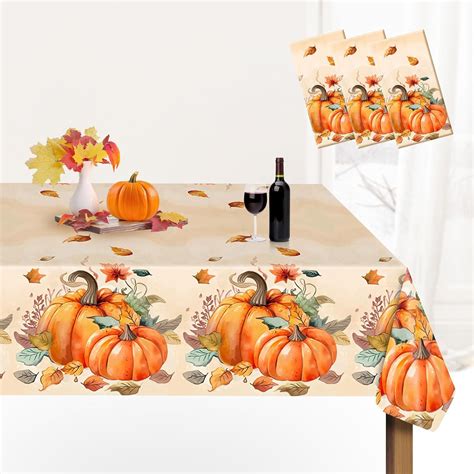 Amazon.com: Sundonix Thanksgiving Tablecloth Plastic Disposable - Fall ...