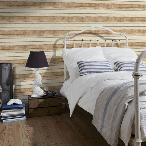 AS Creation Distressed Wood Beam Pattern Wallpaper Rope Stripe Faux ...