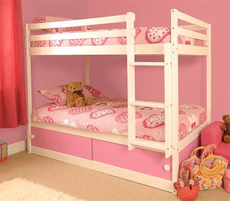 Comfy Living Girls Slide Storage White Wooden Bunk Bed Pink ...