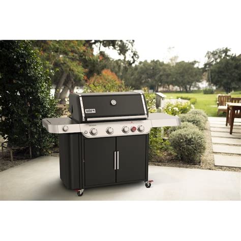 Weber Genesis E-435 Black 4-Burner Liquid Propane Gas Grill with 1 Side ...