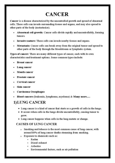 UNIT II- Cancer - CANCER Cancer is a disease characterized by the ...