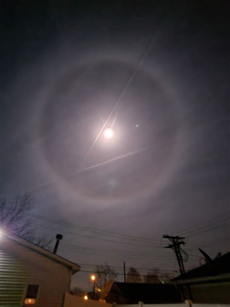 The view of the moon where I am is spectacular- the ring around it is ...