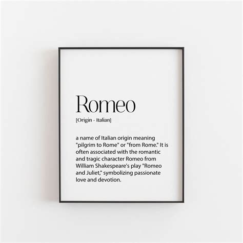 Romeo Name Meaning Print, Meaningful Decor for James, Bedroom or ...