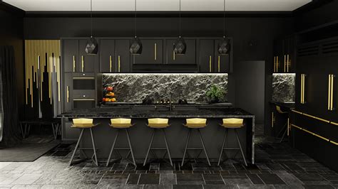 Black And Gold Kitchen