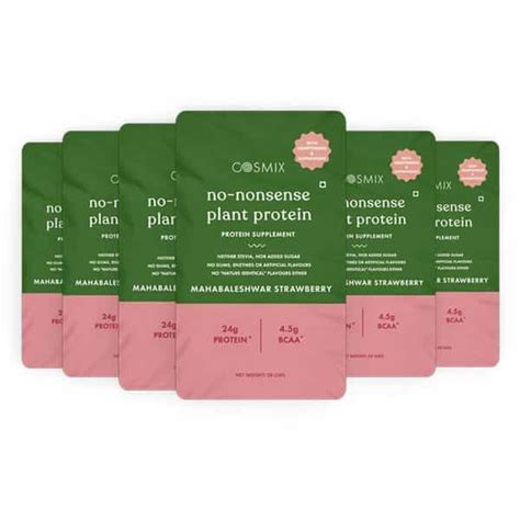 Buy COSMIX NO-NONSENSE PLANT PROTEIN SACHET 38G - STRAWBERRY(PACK OF 6 ...