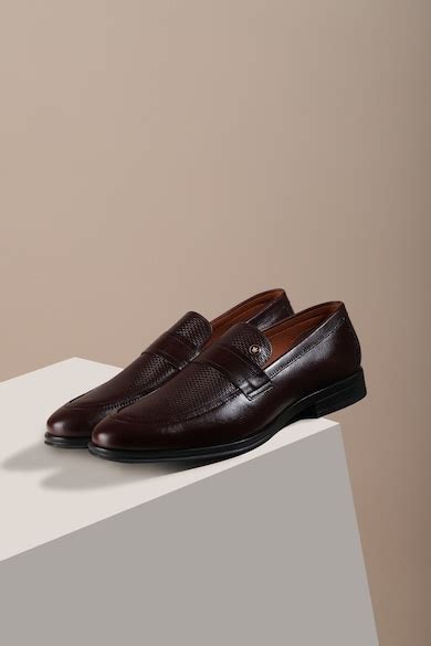 Louis Philippe Formal Shoes, Men Burgundy Leather Slip Ons for Footwear ...