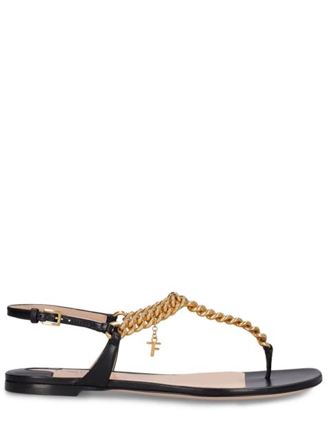 10mm zenith leather & chain flat sandals - Tom Ford - Women | Luisaviaroma