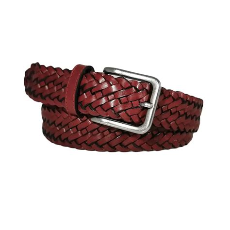 Buy Mens Braided Belt Burgundy Leather - LeatherBeltsOnline.com