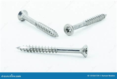Three Shiny Stainless Steel Wood Screws Stock Image - Image of sharp ...