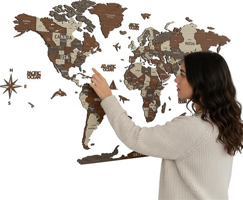 Colorfull Worlds, Multilayer 3D Wooden World Map, India | Ubuy