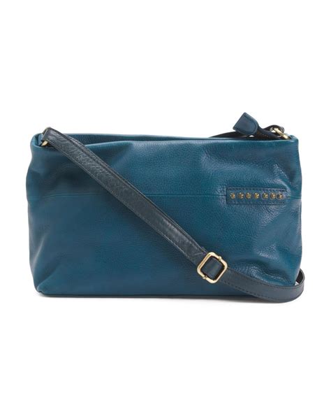 TJ Maxx Leather Crossbody With Stud Details in Blue | Lyst