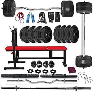 Bodyfit 50Kg Weight Plates,3In1 Bench Home Gym Dumbell Set,Gym Bag ...