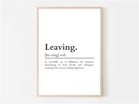 Leaving Definition Print Farewell Gifts Gift for Coworker Dictionary ...