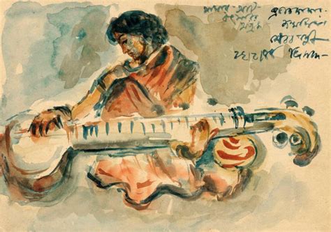 Sitar Player - Benode Behari Mukherjee - Bengal School Art Painting by ...