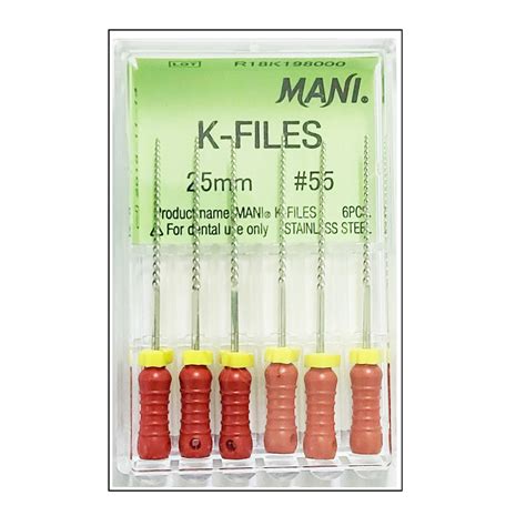 Mani K Files 25mm (Pack of 6) / Hand K-file / Dental Root Canal Endodo ...