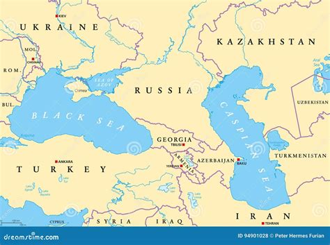 Black Sea and Caspian Sea Region Political Map Stock Vector ...