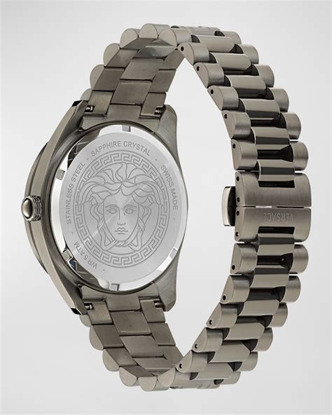 Versace Men's V-Dome IP Black Bracelet Watch, 42mm | Neiman Marcus