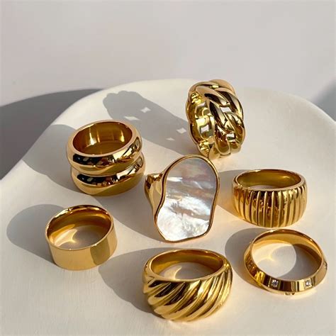 Chunky Sculpted Bold Dome Ring - 7 | Chunky gold jewelry, Stacked ...