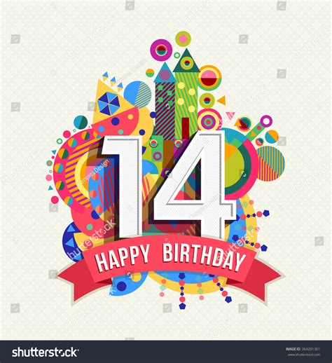Happy Birthday Fourteen 14 Year Fun Stock Vector 364201301 - Shutterstock