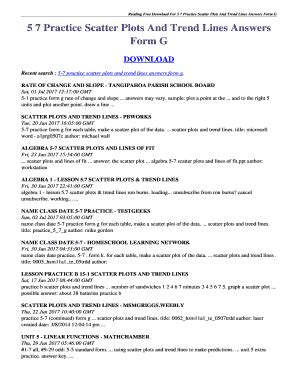 5 7 Practice Scatter Plots And Trend Lines Form G Answers - Fill and ...