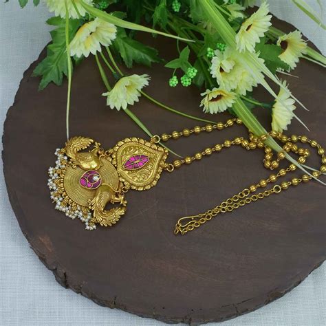 Buy online gold plated silver necklace with intricately crafted silver ...