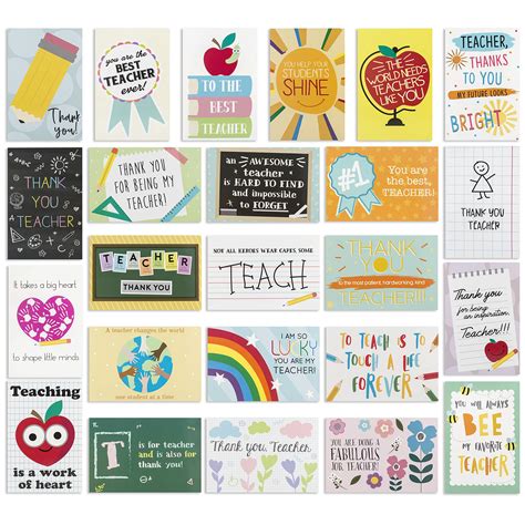 Buy 24 Pack Teacher Thank You Cards - Cute Teacher Appreciation Cards ...