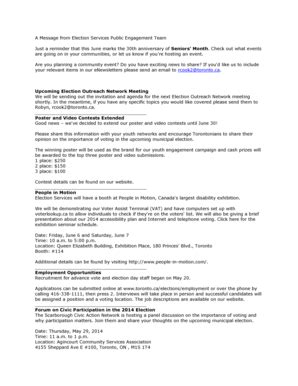 Fillable Online Seniors Month Upcoming Election Outreach Network ...