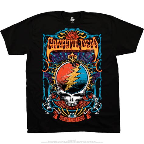 Grateful Dead Steal Your Trippy Black T-Shirt Tee Liquid Blue
