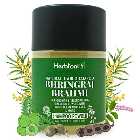 Buy HerbtoniQ Bhringraj Brahmi Shampoo Powder with Organic Ingredients ...