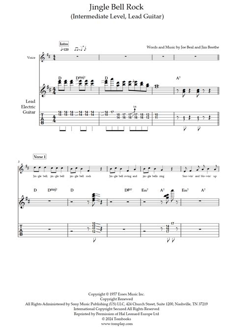 Jingle Bell Rock (Intermediate Level, Lead Guitar) (Bobby Helms ...
