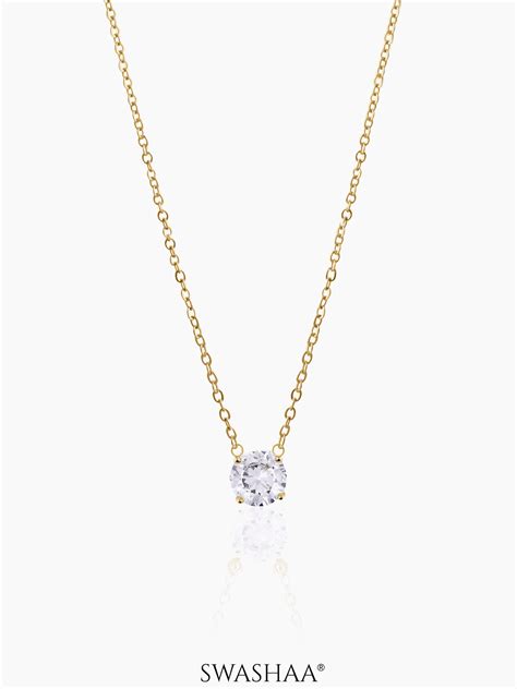 Buy Adia Solitaire 18K Gold Plated Necklace - Women's Chain Pendants ...