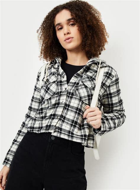 Buy Women Checked Hooded Jacket Online at just Rs. 1699.0 ...