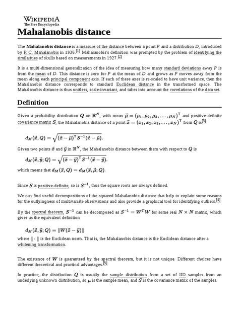 Image result for Mahalanobis Distance Example