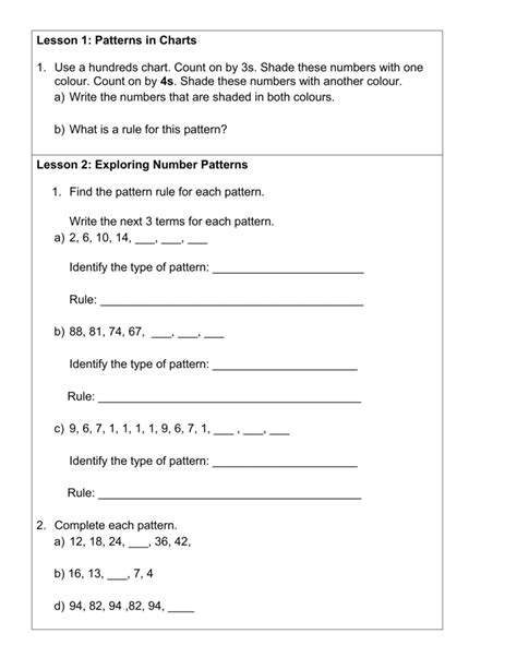 Image result for Number Patterns Lesson Plan